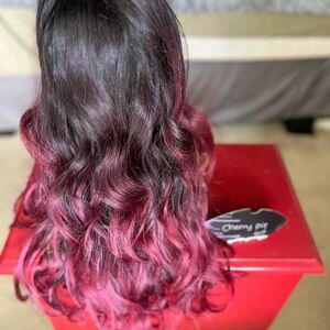 Vibrant Cherry Ombre Hair Wig
